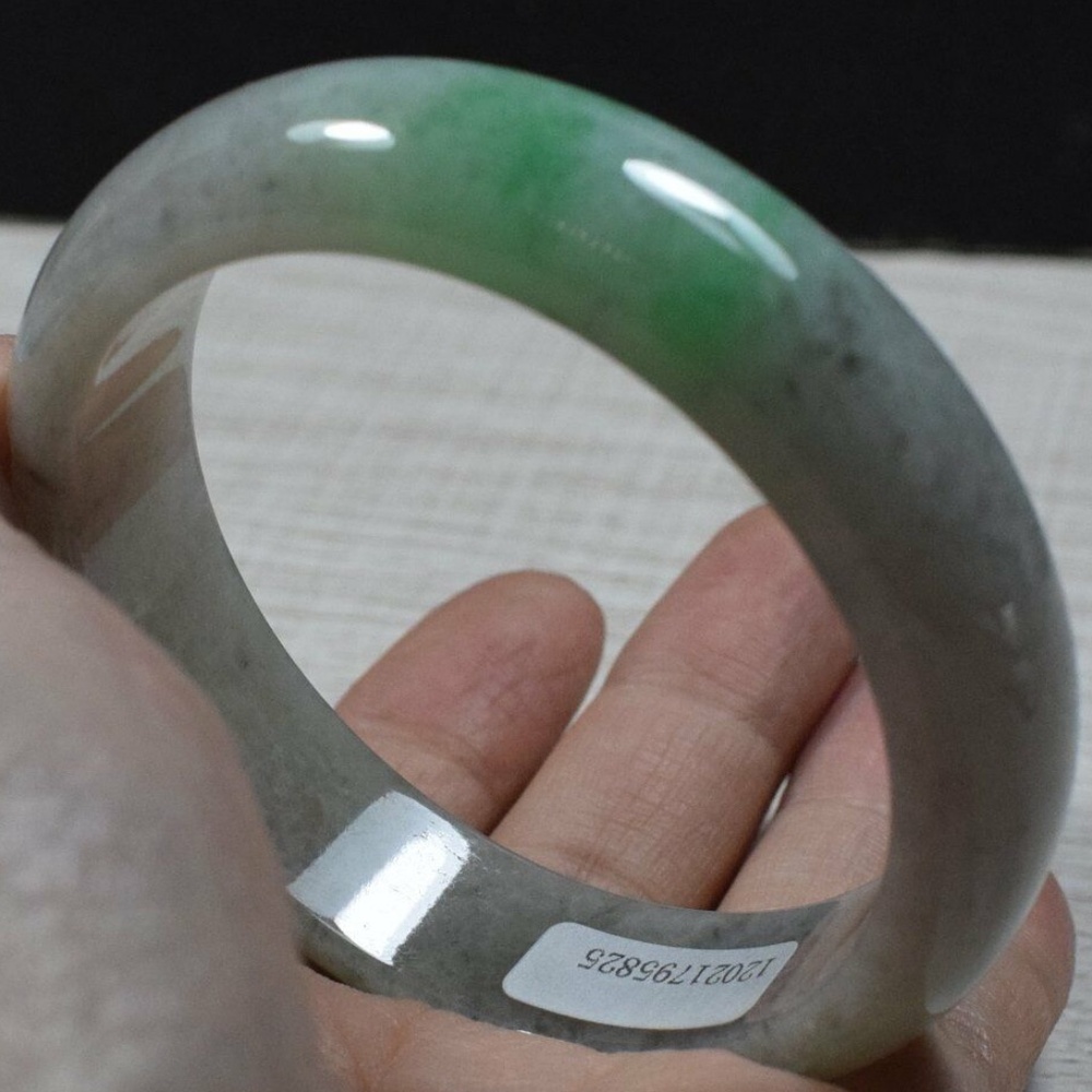 Certified Green 100% Natural A JADE Jadeite Bangle Bracelet 玉镯 55mm